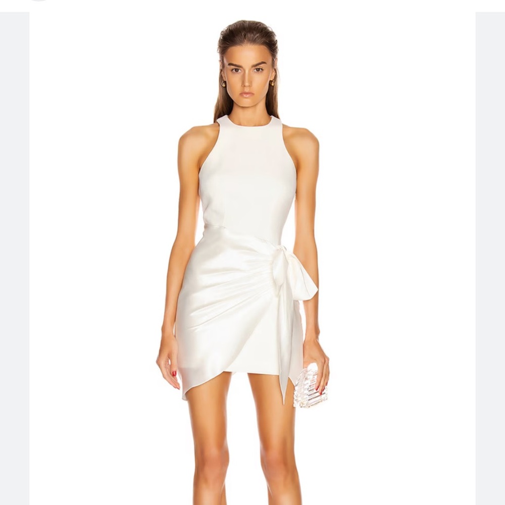 Cinq à Sept Cream Mini Dress with Bow Detail
